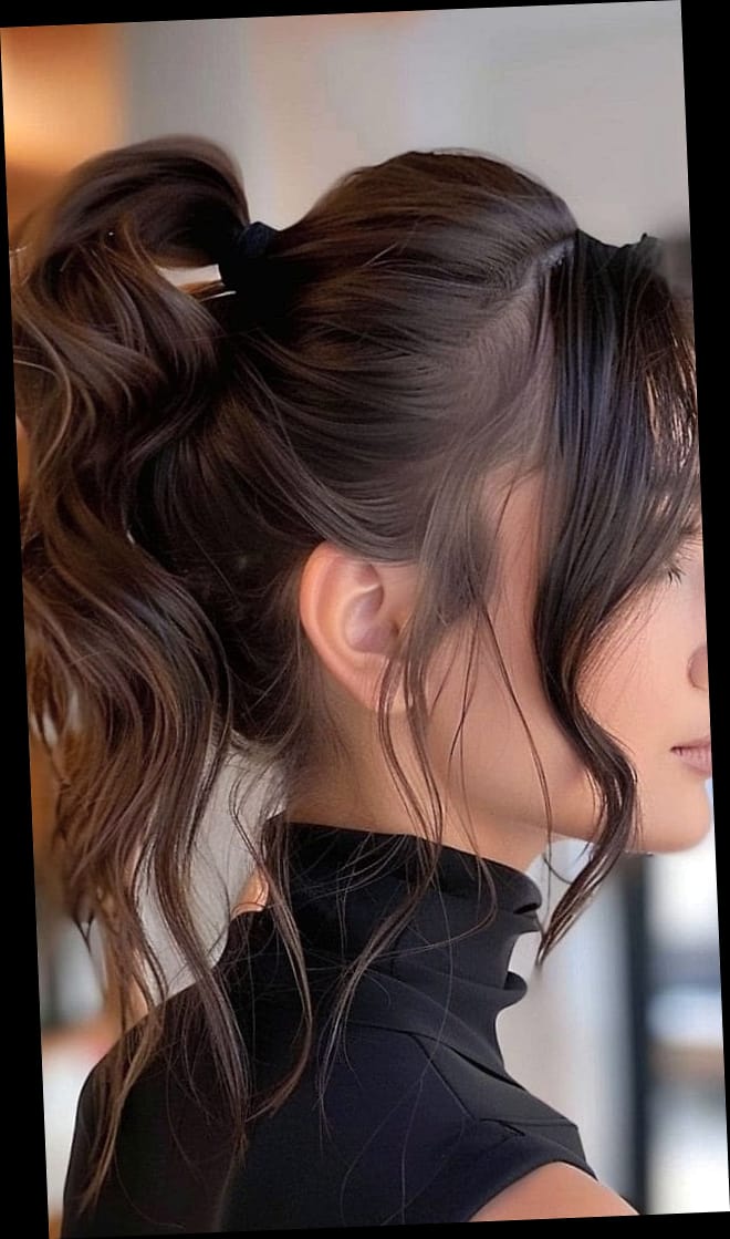 15 Hair Updos For Medium Hair to Transform Your Look Instantly 4 Sleek High Ponytail Bun