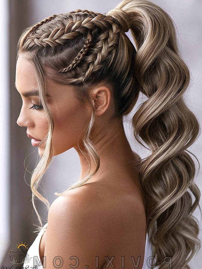 27 Ponytail Hairstyles Short Hair You'll Want to Re-Create Immediately 24 Sleek Side French Braid on Long Black Hair