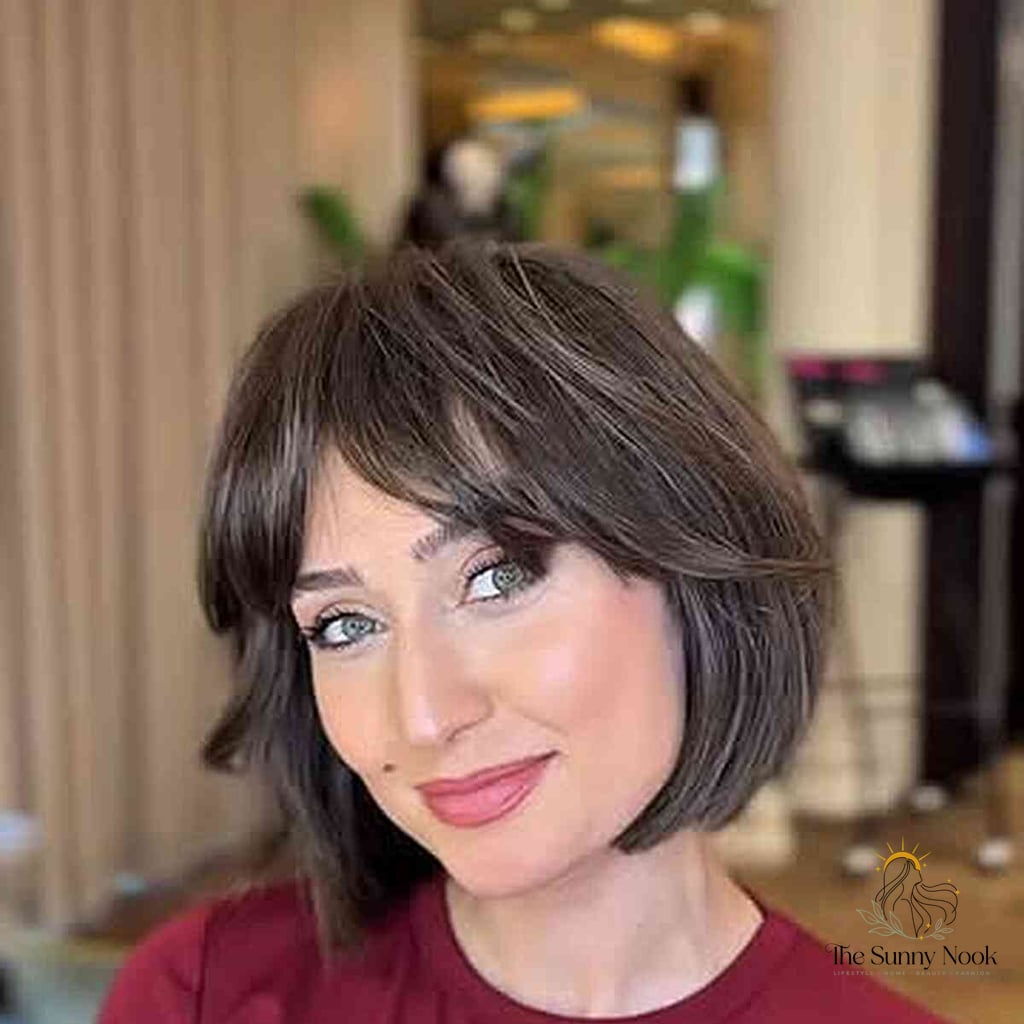30 Aesthetic Hairstyles For Short Hair Inspo That's Giving Us Everything 27 Sleek Straight Bob with Bangs