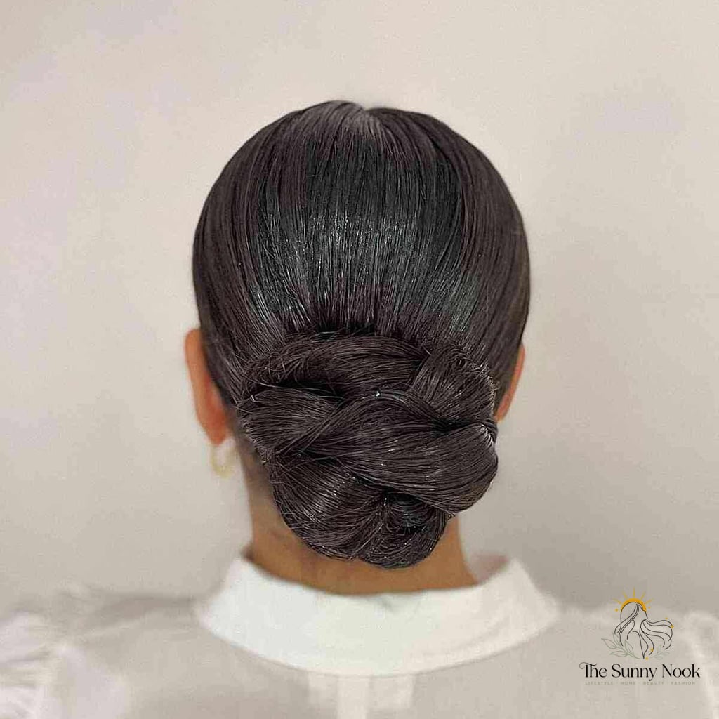 Sleek Woven Bun for Long Hair