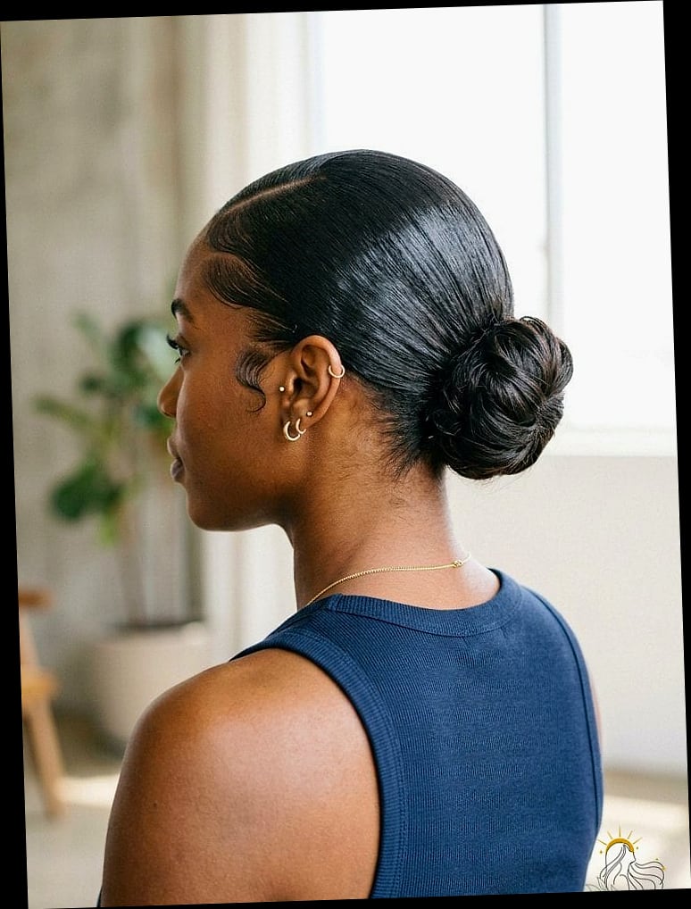 16 Gym Hairstyles For Medium Hair Inspo That's Giving Us Everything 12 Slicked-Back Bun