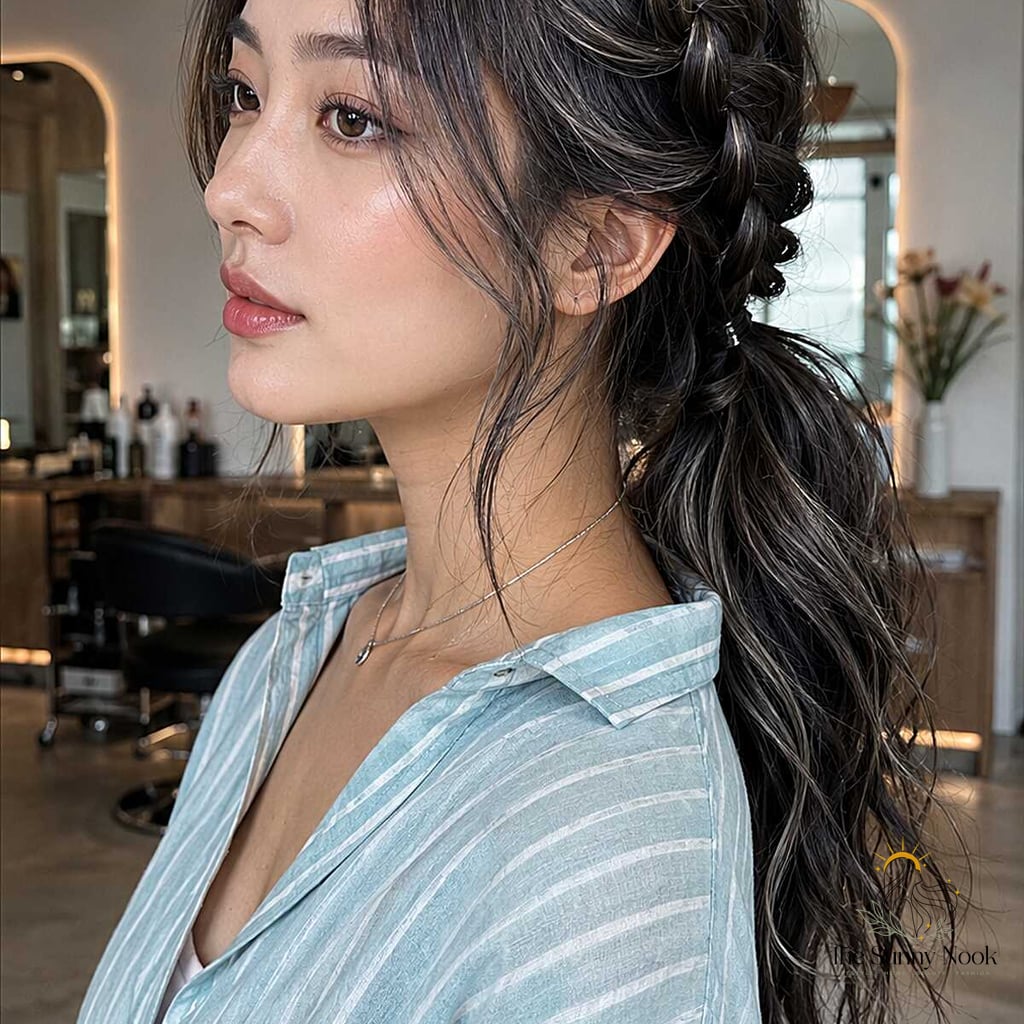 27 Ponytail Hairstyles Short Hair You'll Want to Re-Create Immediately 8 Soft Dutch Braid Into a Messy Low Ponytail