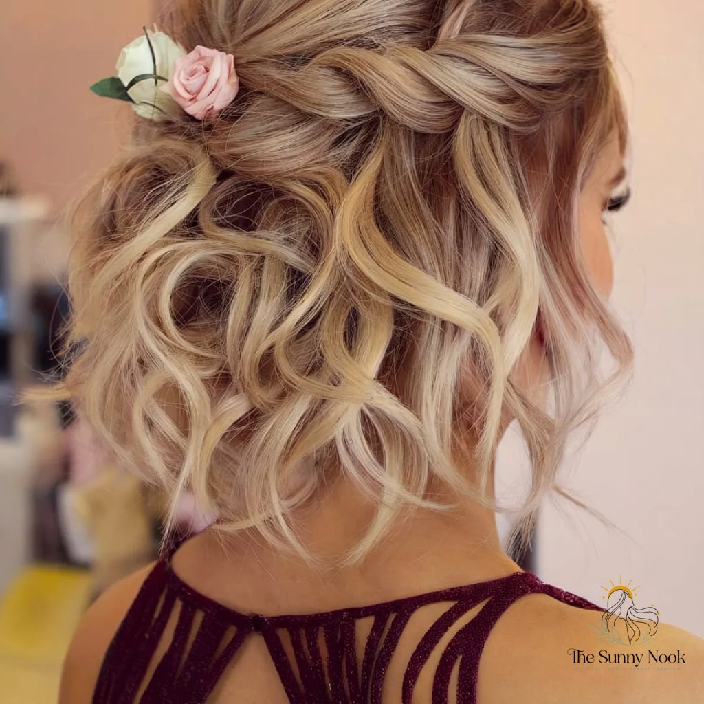 16 Prom Hair Ideas For Short Hair to Save Before They Blow Up 14 Soft Half Updo with Airy Curls
