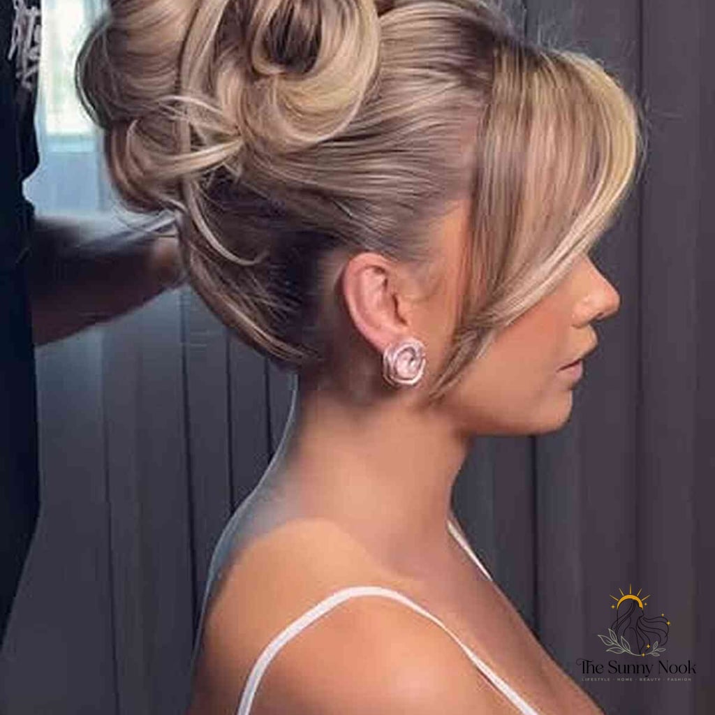 30 Updo Hairstyles For Long Hair Everyone Is Pinning Right Now 18 Soft Looped Chignon with Side Bangs