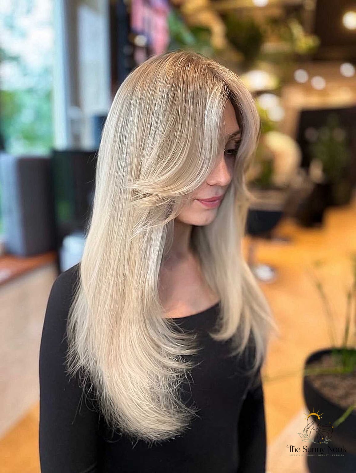 Straight Ashy Blonde with Feathered Tips