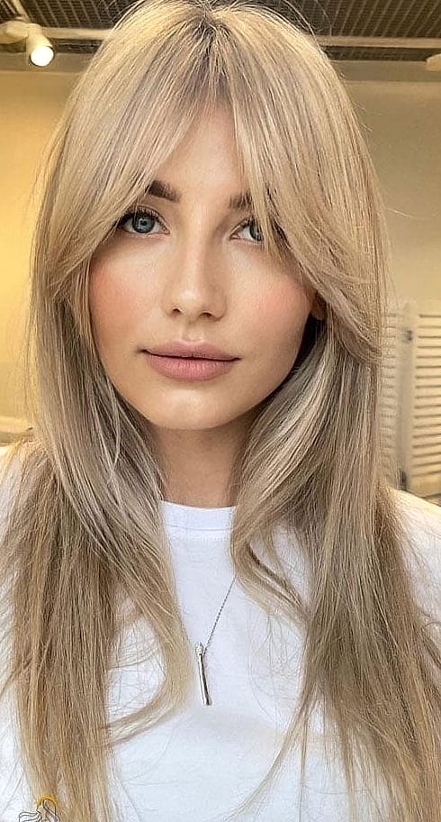Straight Hair with Curtain Bangs