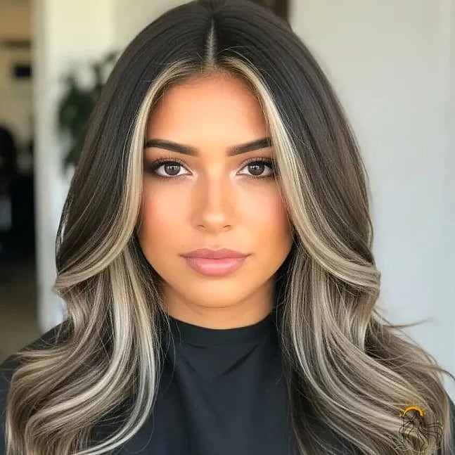 Straight Hair with Money Piece Highlights