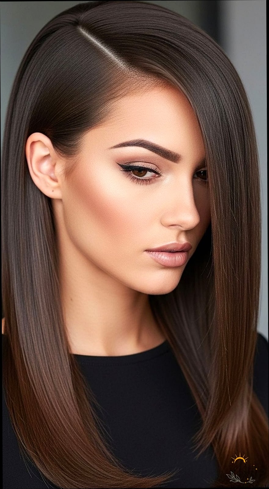 Straight Hair with a Deep Side Part