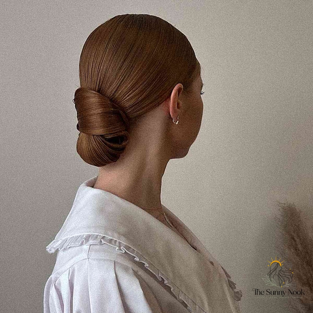 Straight and Sleek Wrapped Low Bun