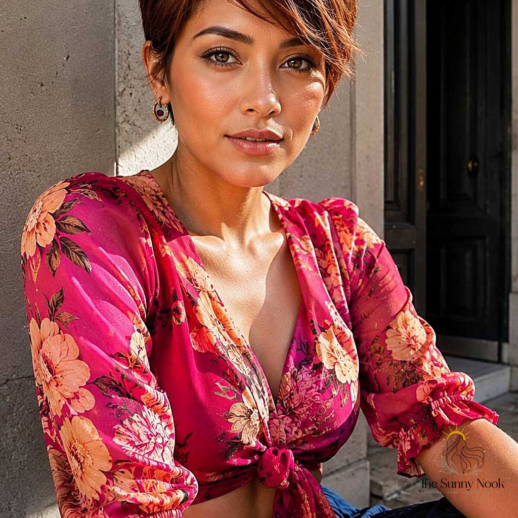 23 Hairstyles For Short Hair Wedding We're Obsessed With Right Now 9 The Sun-Kissed Pixie with Auburn Glow