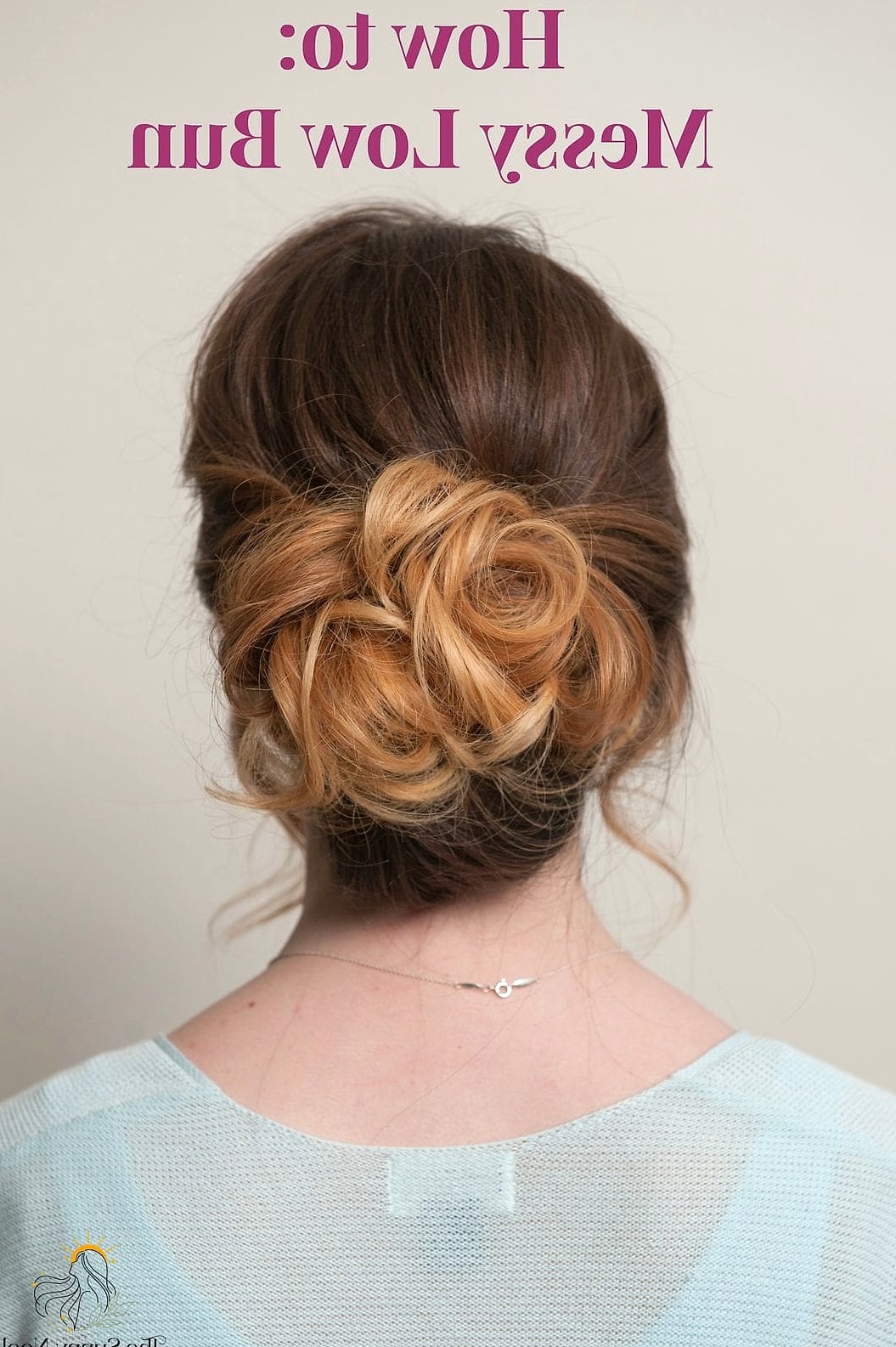 15 Messy Bun Tutorial For Short Hair to Save Before They Blow Up 16 Textured Low Braided Updo with Warm Highlights