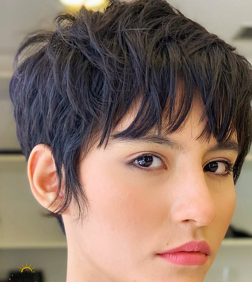 9 Short Hair With Bangs Hairstyles for the Ultimate Glow Up 8 Textured Pixie with Short Bangs