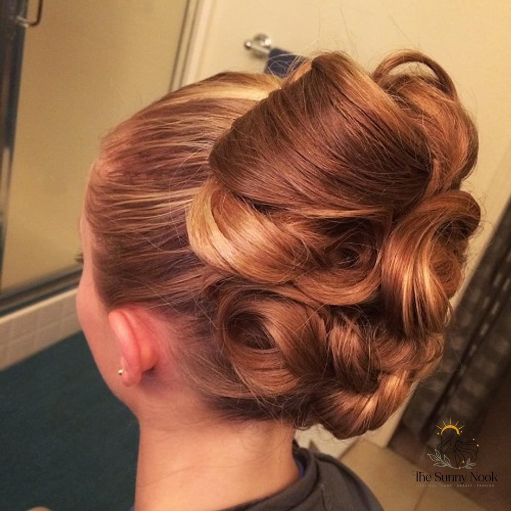 22 Party Hairstyles For Medium Hair for the Ultimate Glow Up 16 Thickly Curled Updo