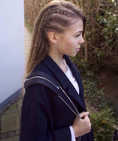 12 Braid Ponytail Hairstyles That Are Trending on Pinterest This Week 7 Triple Side Braids