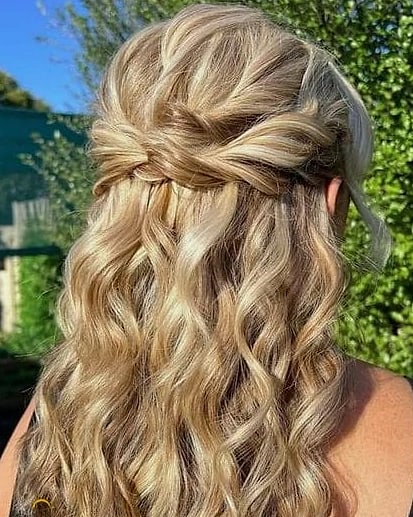 22 Party Hairstyles For Medium Hair for the Ultimate Glow Up 19 Twisted Half-Updo