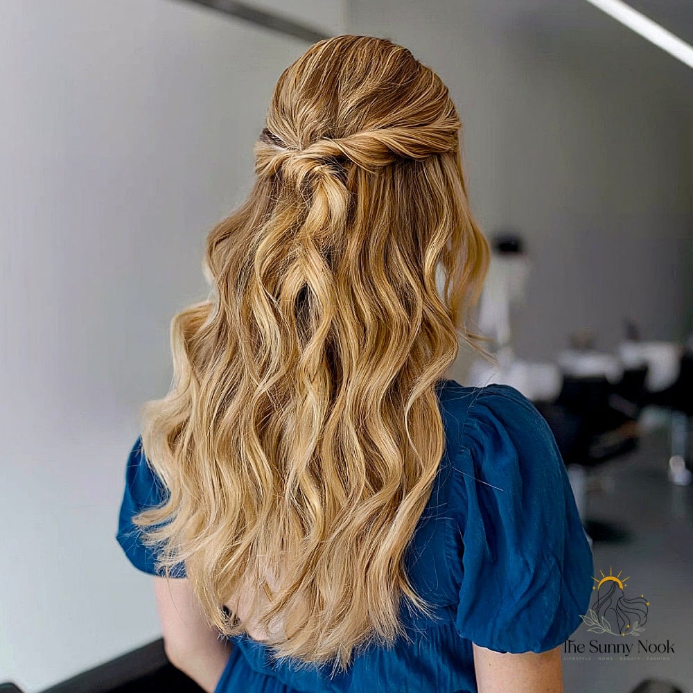 Twisted Half-Down Style with Loose Curls
