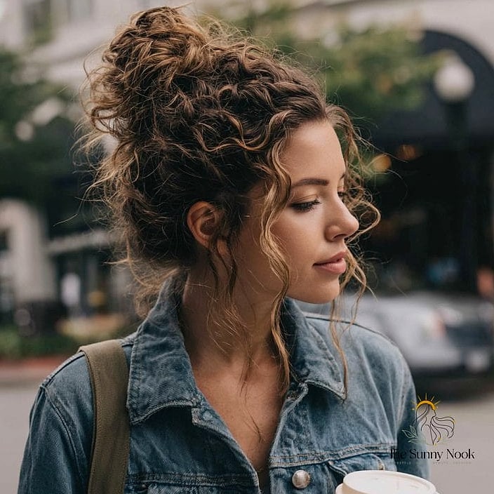 19 Curly Hairstyles Easy That Are Actually Easy to DIY 19 Unstructured Messy Chignon