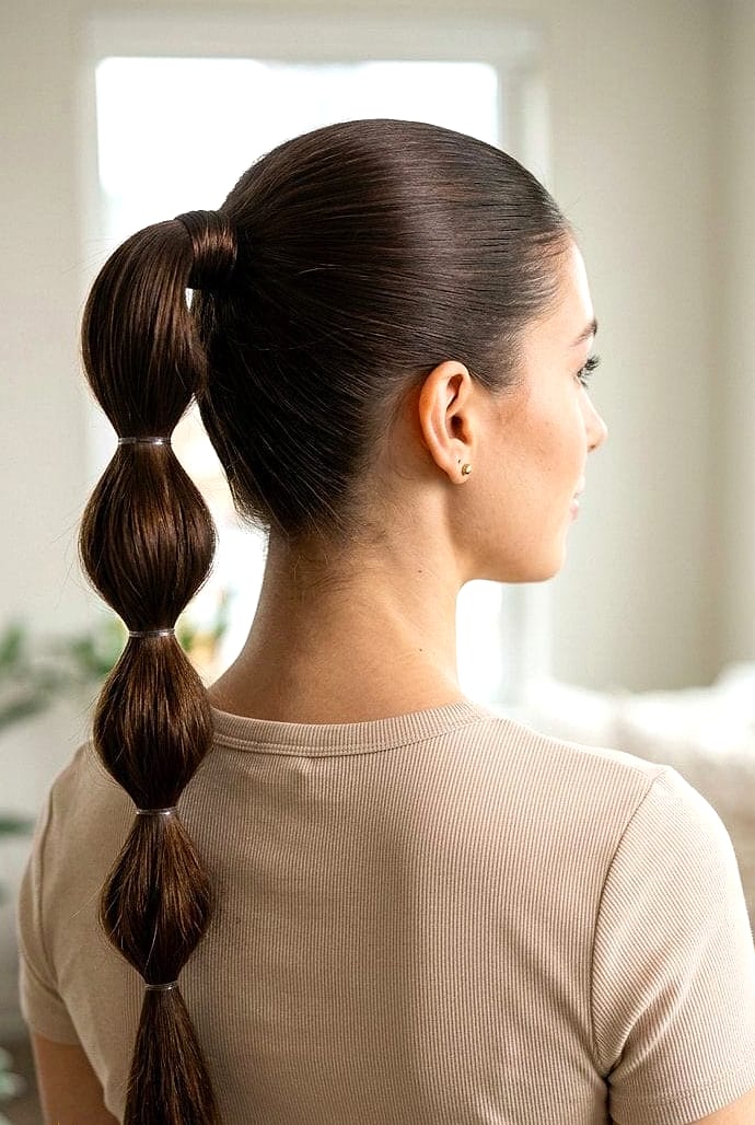 16 Short Hair Ponytail Hairstyles Ideas You Need to Try Right Now 6 Voluminous Bubble Ponytail
