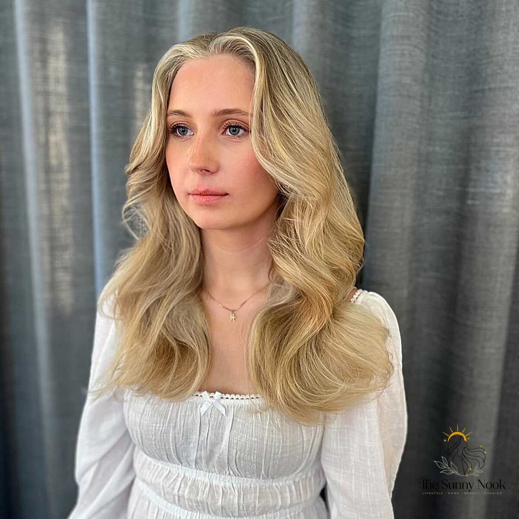 22 Casual Hairstyles For Medium Hair That Are Trending on Pinterest This Week 17 Warm Golden Waves with Curtain Framing