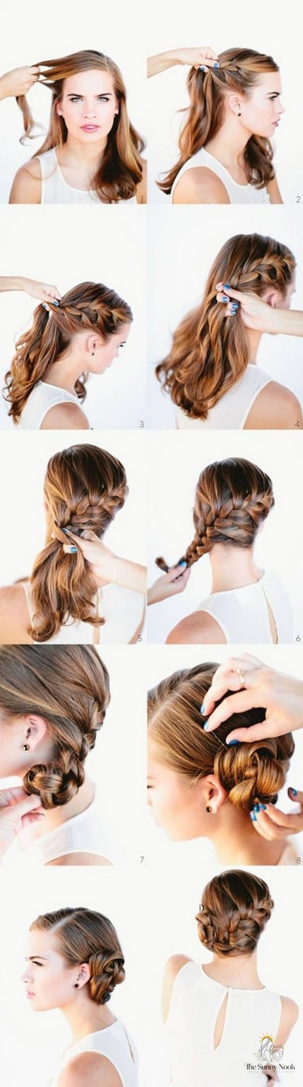 27 Slick Bun Hairstyles We're Obsessed With Right Now 26 Waterfall French Braid Bun