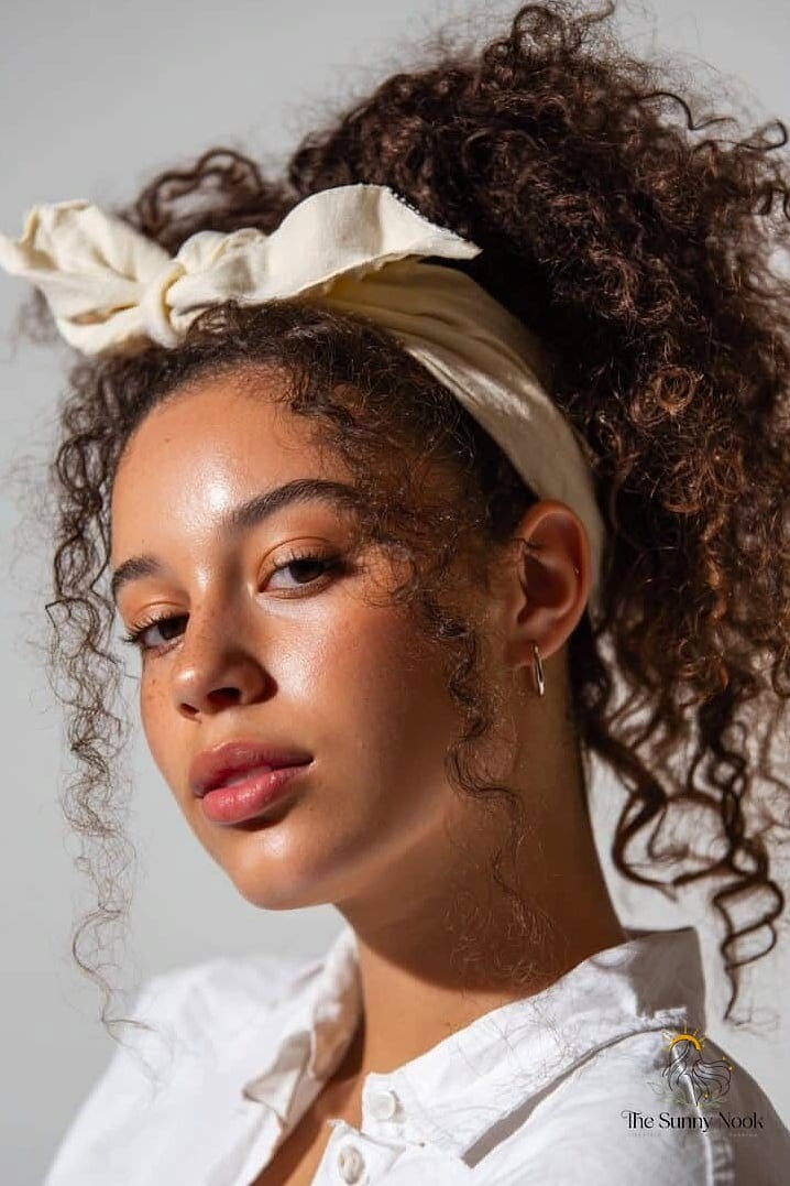 21 Headband Hairstyles Curly Hair Everyone Is Pinning Right Now 9 Wide Terry Cloth Headband for Effortless Curls