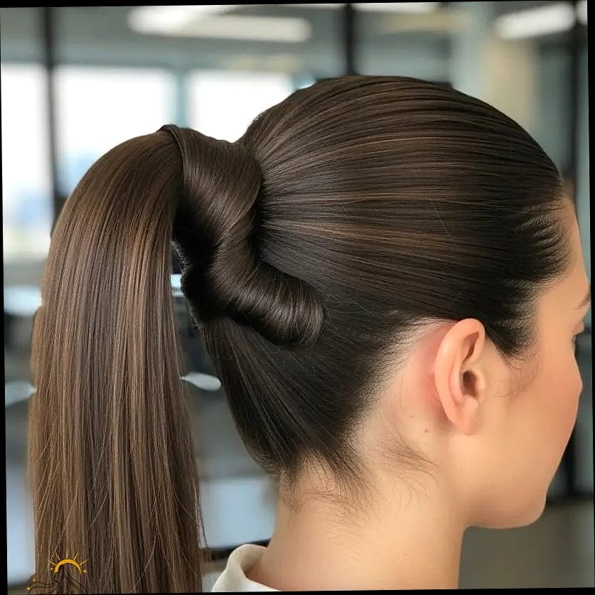 27 Ponytail Hairstyles Short Hair You'll Want to Re-Create Immediately 18 Wrap-Around Half-Up Ponytail