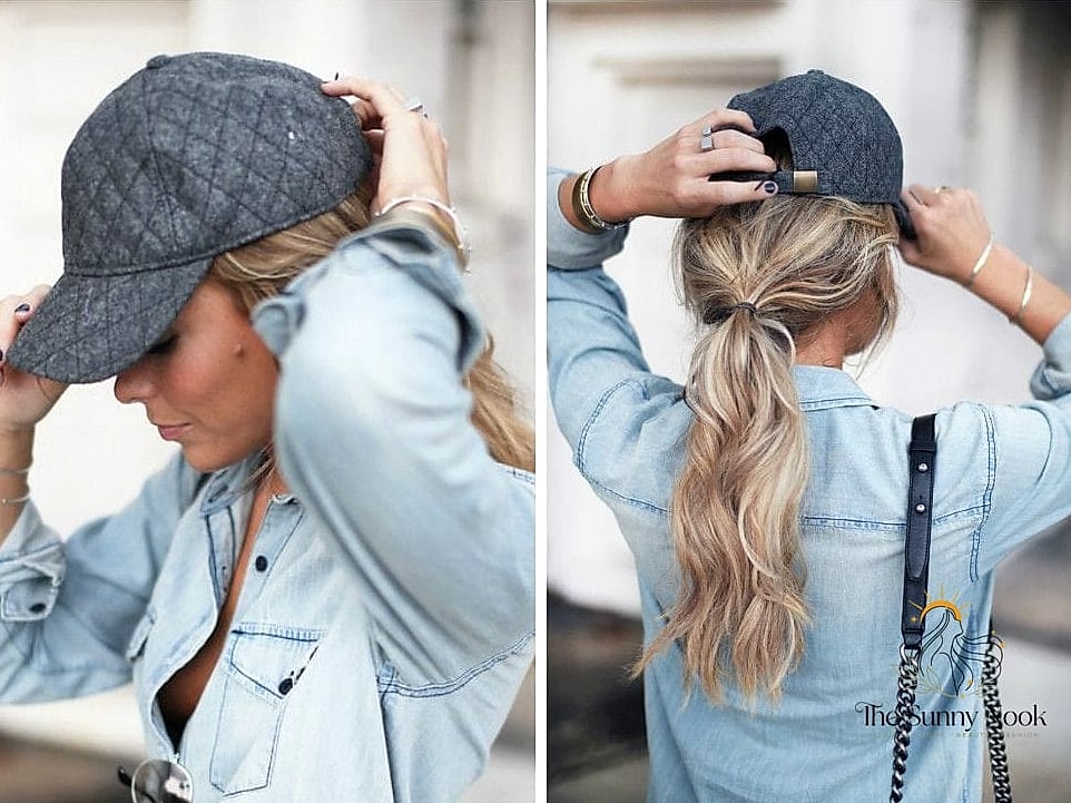 Baseball Cap with a Choppy Bob