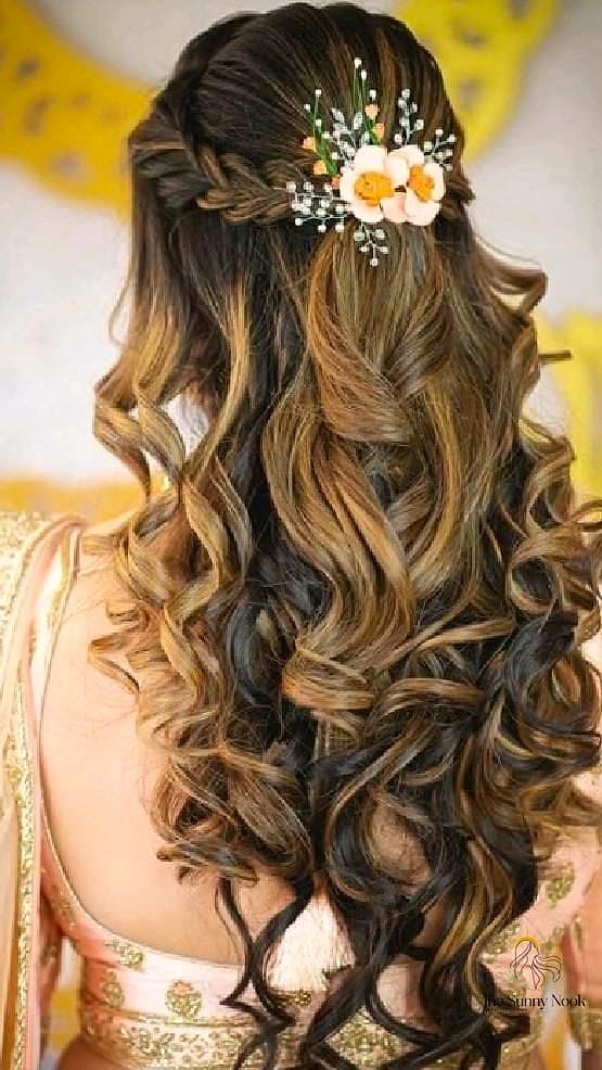 16 Open Hairstyles For Lehenga for When You Need a Fresh Change 13 Blown-Out Curls With Extra Volume at the Crown