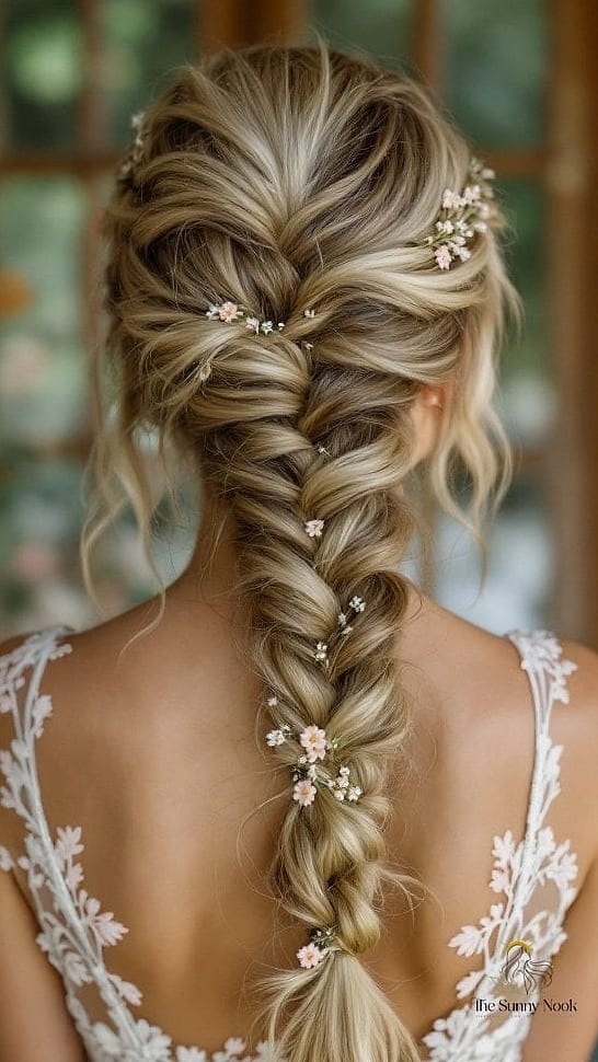 22 Elegant Hairstyles For Wedding Guest That Prove This Trend Is Here to Stay 8 Bohemian Fishtail Braid