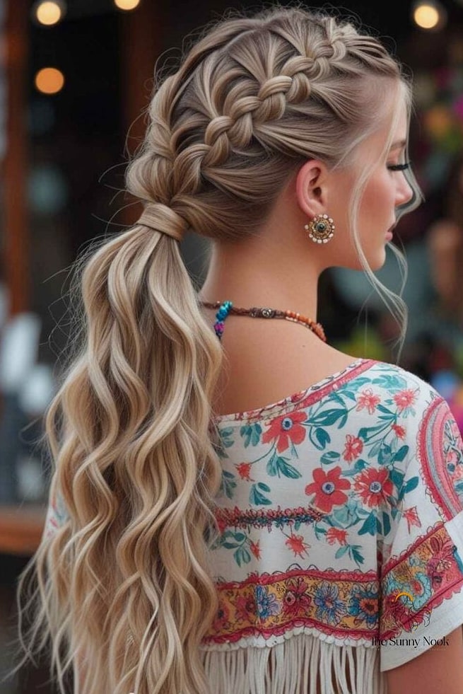 25 Frontal Ponytail Hairstyles That Belong on Your Inspiration Board 14 Boho Braided Frontal Pony with Beach Waves