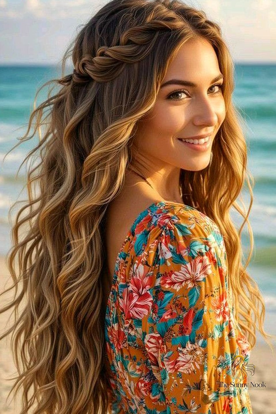 22 Easy Beach Hairstyles That Are Actually Easy to DIY 13 Boho Waves with Braided Accents
