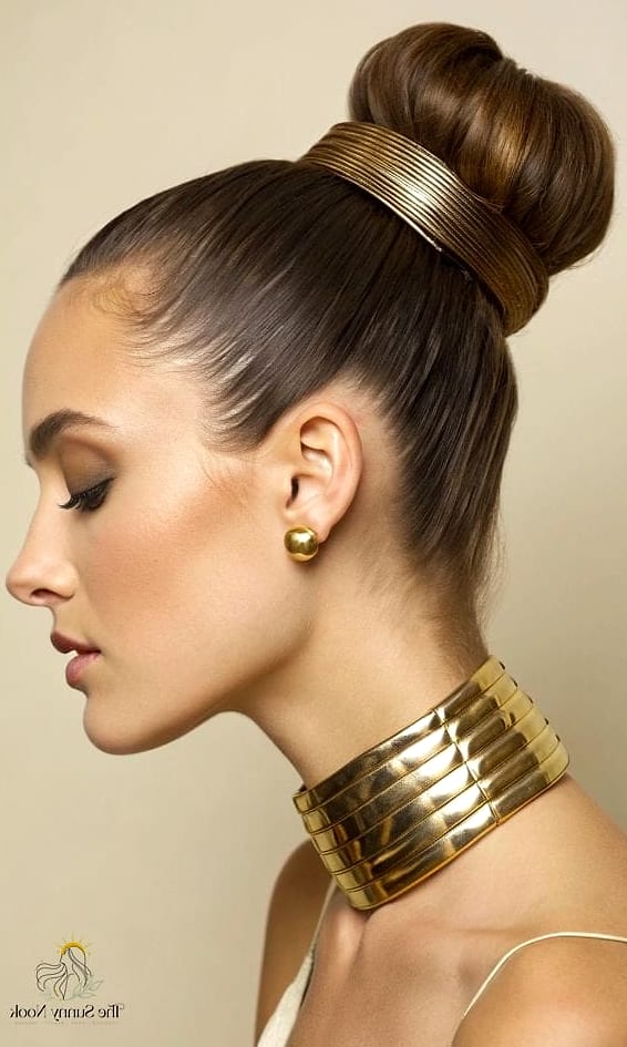 11 Prom Hairstyles Bun for When You Need a Fresh Change 12 Bold Bun with Metallic Hair Cuffs