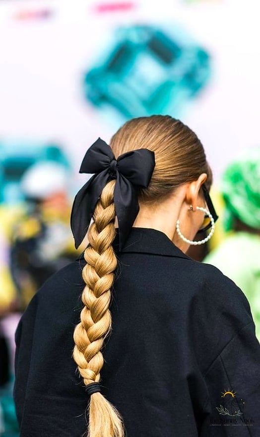25 Cute Hairstyles With A Bow Everyone Is Pinning Right Now 5 Bow Braid Combo