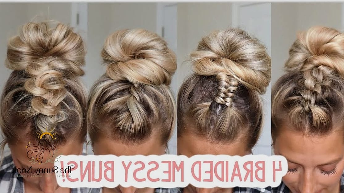 18 Messy Updo Hairstyles That Belong on Your Inspiration Board 16 Braided Bun with Wispy Bangs