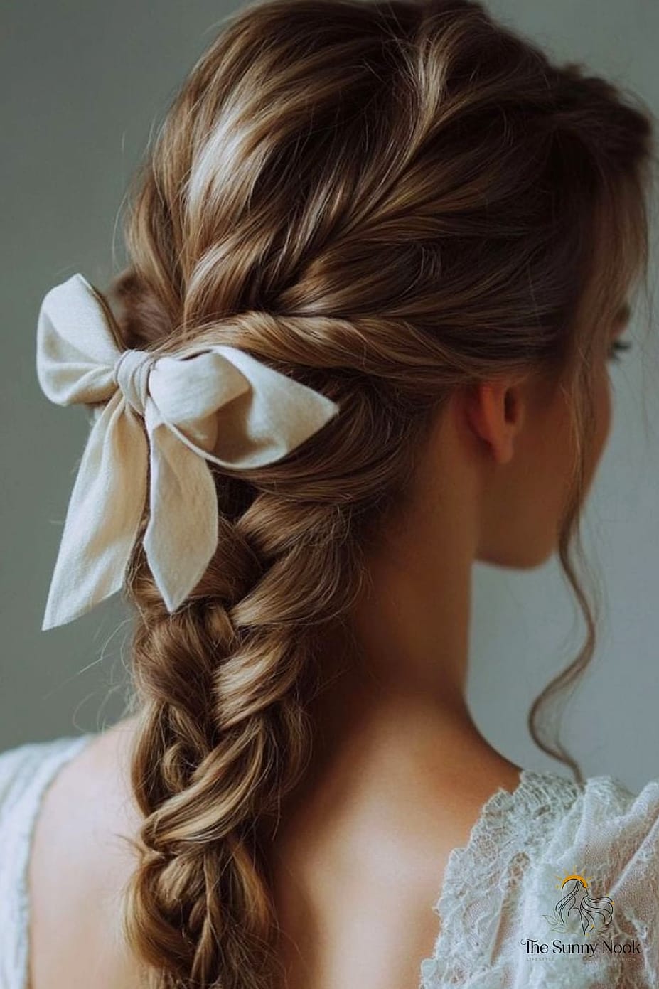 25 Cute Hairstyles With A Bow Everyone Is Pinning Right Now 11 Braided Crown With A Bow Accent
