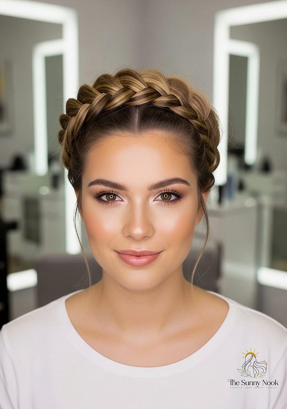 7 Short Updo Hairstyles Easy Inspo That's Giving Us Everything 5 Braided Crown on a Lob