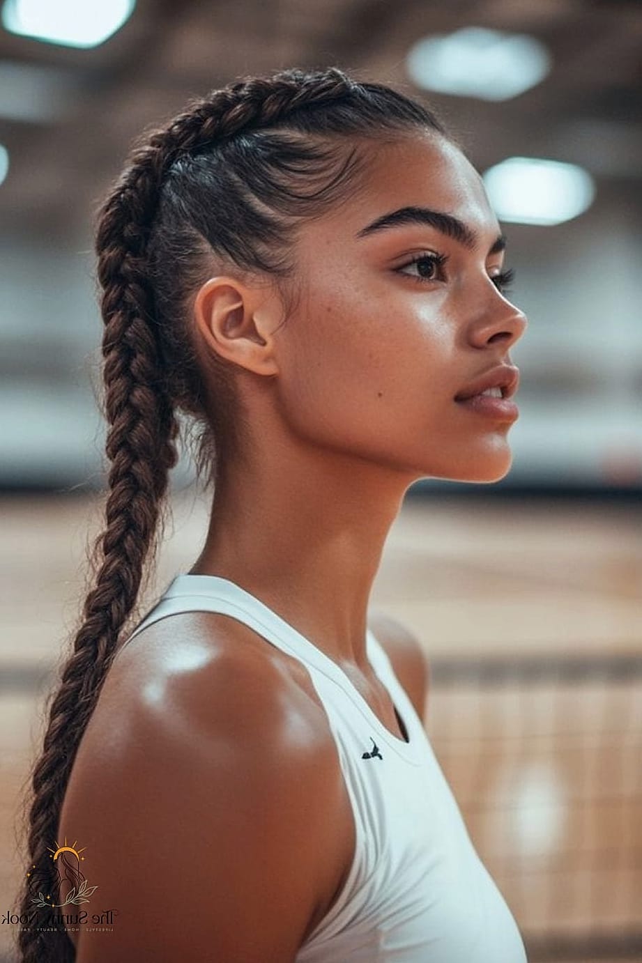 22 Gorgeous Basketball Hairstyles Easy for Every Hair Type 20 Braided Half-Up with Loose Waves