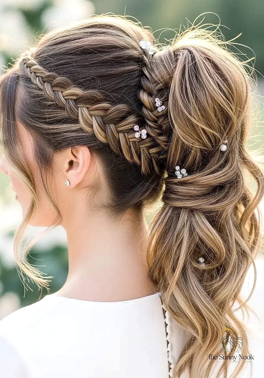 22 Elegant Hairstyles For Wedding Guest That Prove This Trend Is Here to Stay 12 Braided Ponytail