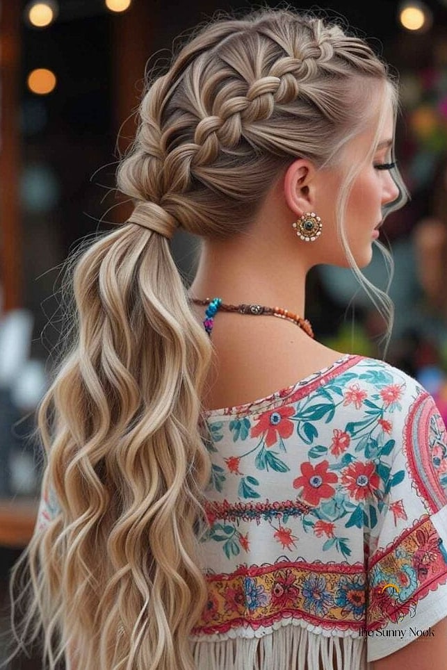 23 Hairstyles Party to Show Your Stylist ASAP 20 Braided Ponytail with Face-Framing Pieces