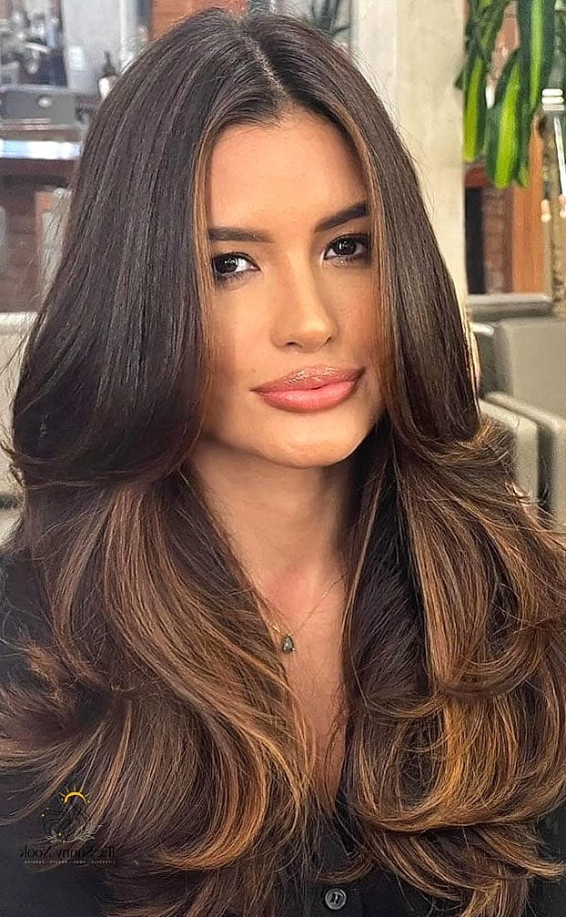 Brown Hair with Face-Framing Highlights
