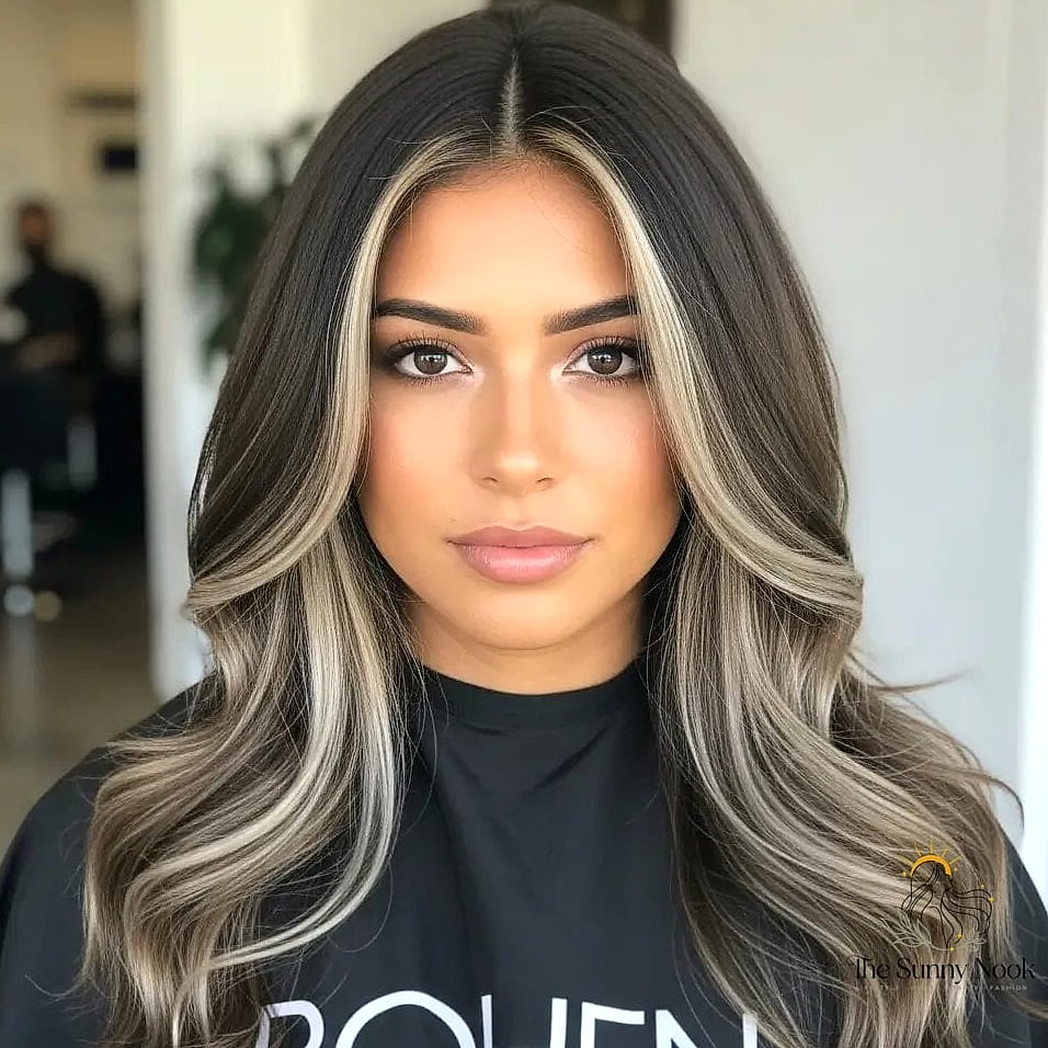 Brown Hair with Money Piece Highlights