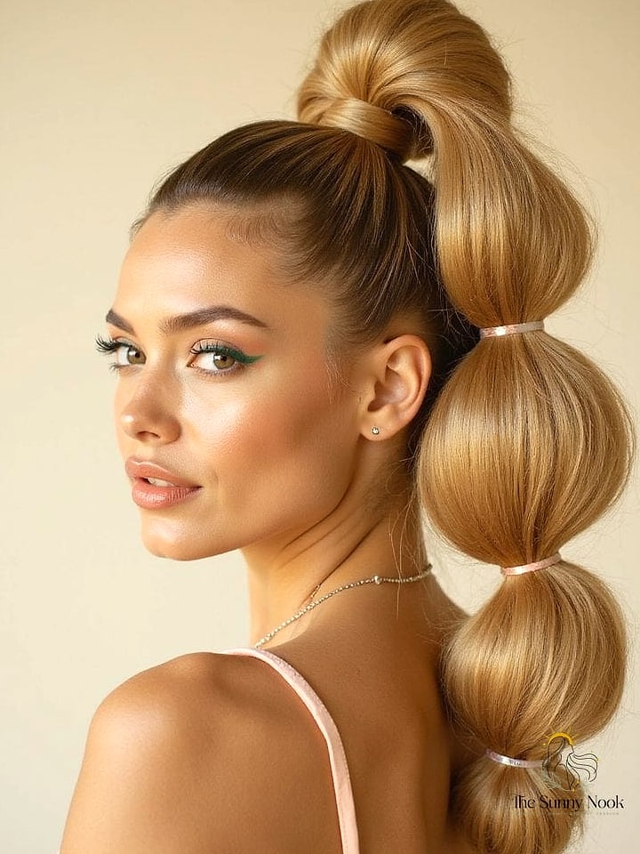 22 Long Ponytail Hairstyles for When You Need a Fresh Change 4 The Bubble Ponytail