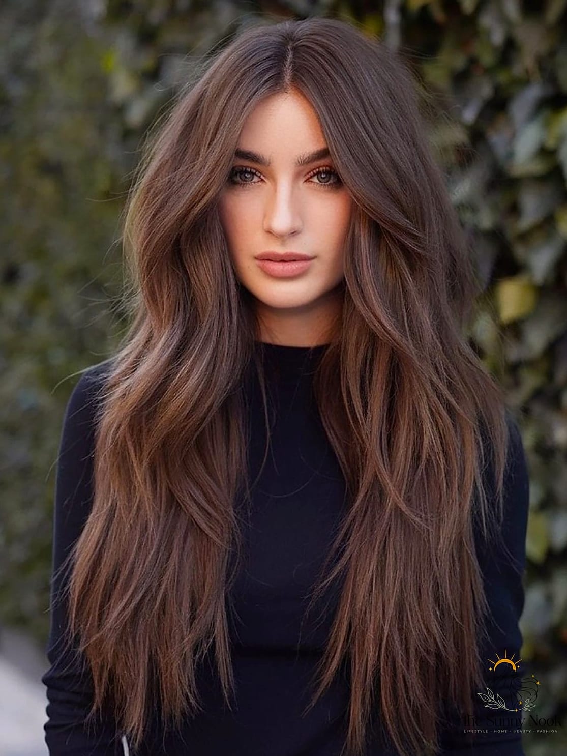 17 Long Thick Hair Hairstyles That Are Both Cute and Low Maintenance 18 Center-Part Straight Style With Glossy Finish