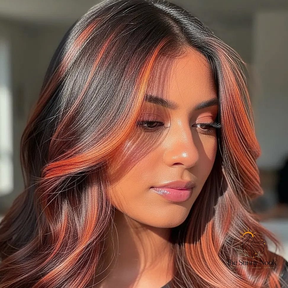 Cherry Brown with Money Piece Highlights