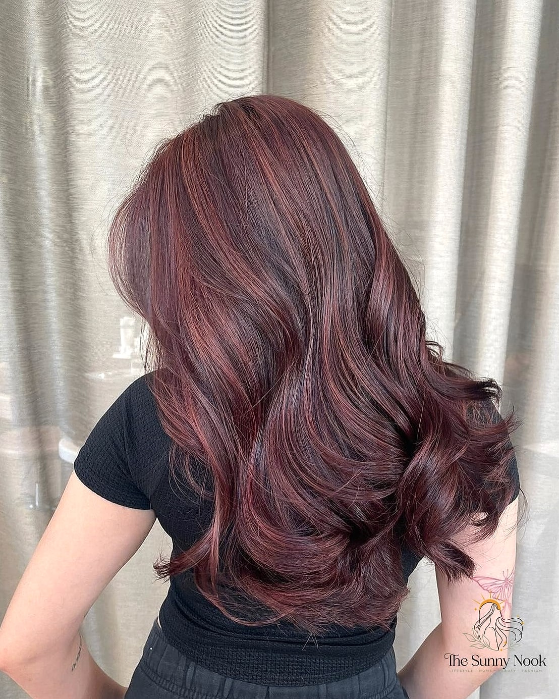 Cherry Brown Curtain Bangs
