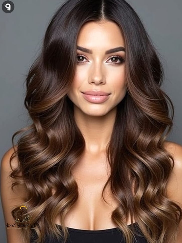 Chocolate Brown Hair with Face-Framing Highlights