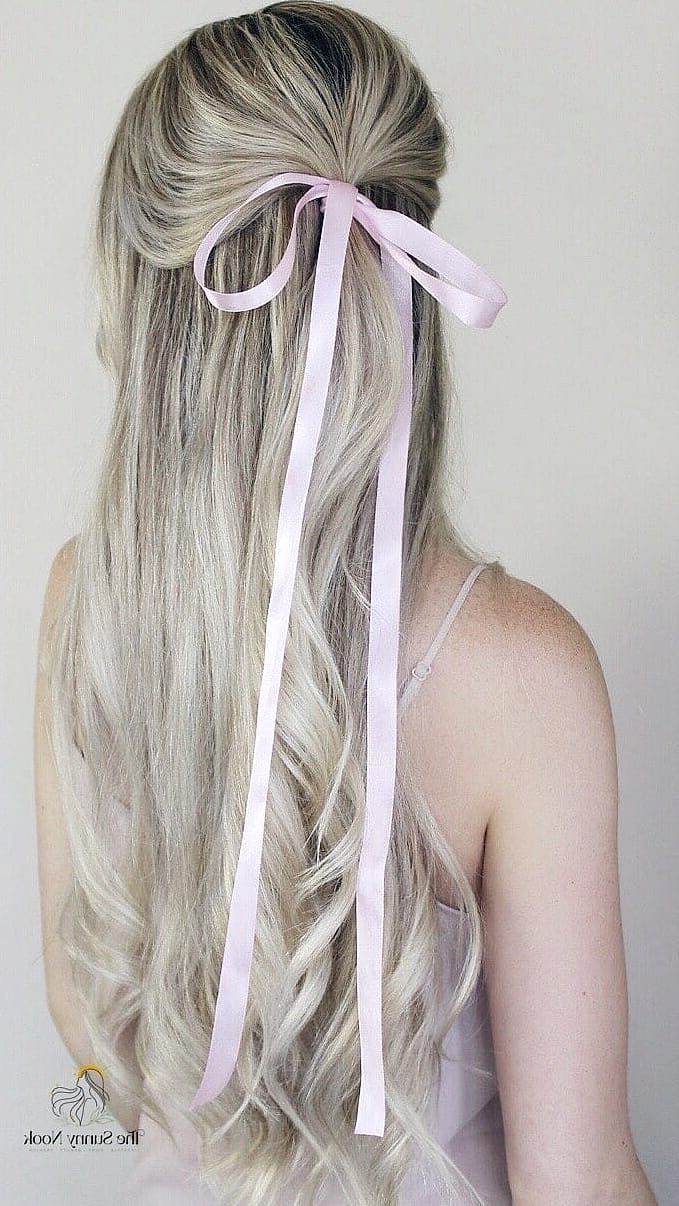 25 Cute Hairstyles With A Bow Everyone Is Pinning Right Now 2 Classic Ribbon Half-Up Bow