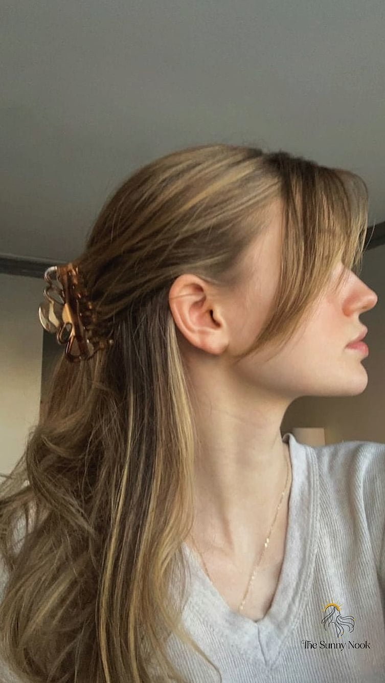 Claw Clip Half Up with Curtain Bangs