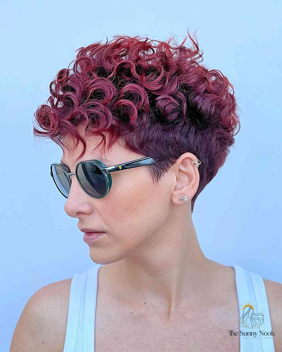 Curly Pixie with Tapered Sides