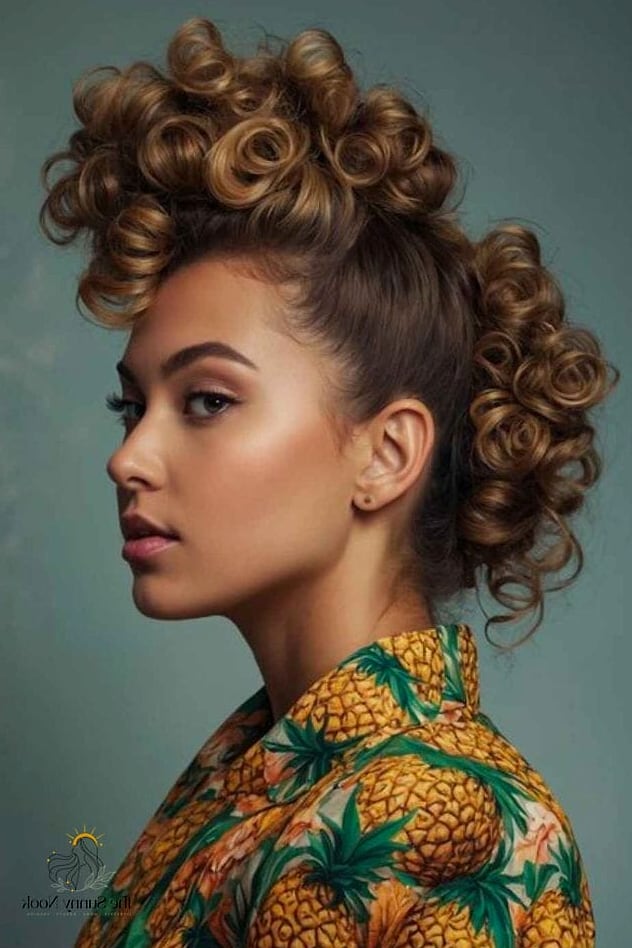 7 Short Updo Hairstyles Easy Inspo That's Giving Us Everything 7 Curly Updo with Pineapple Twist
